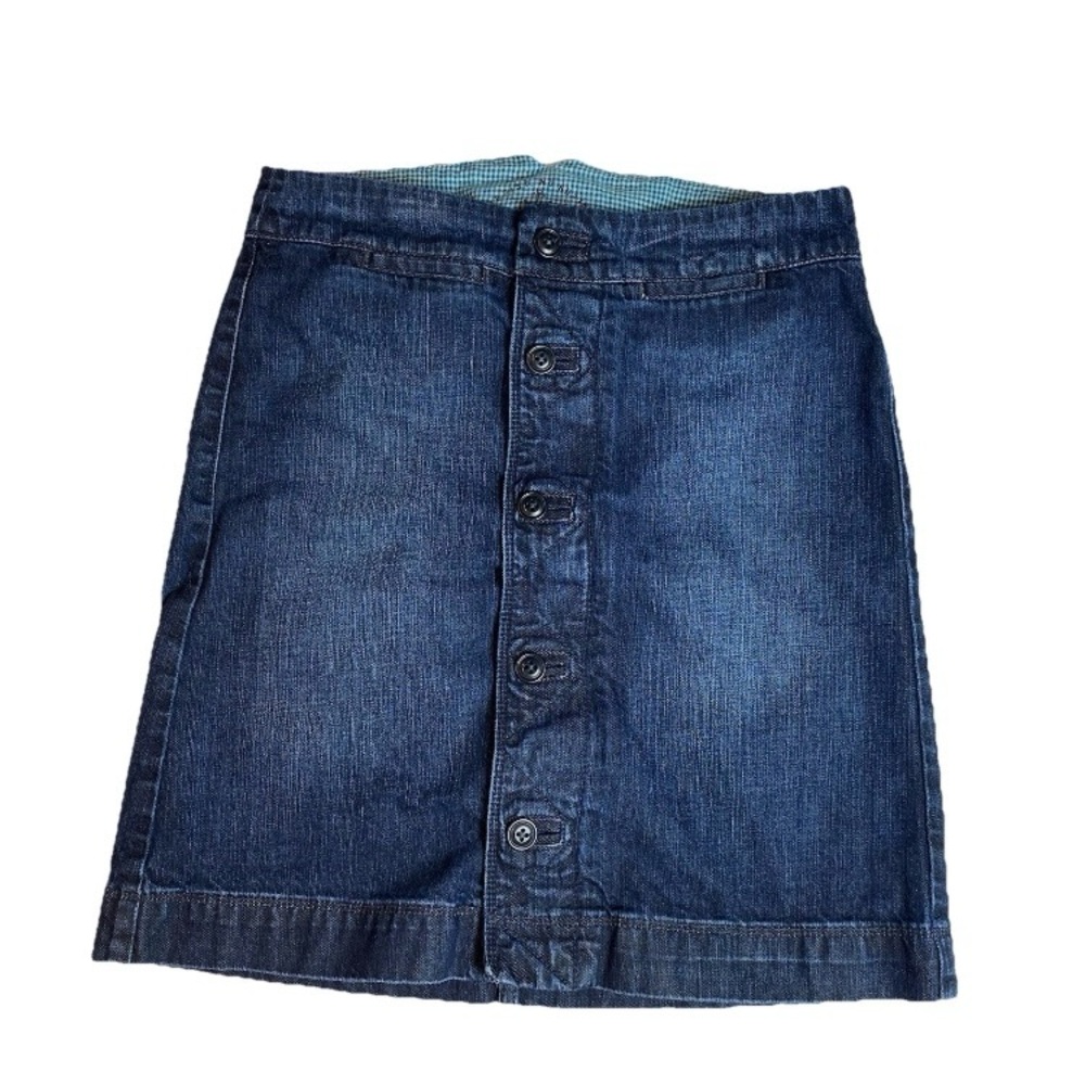Lucky Brand Womens Skirt Sailor Sallie Denim 5 Button Buckle Back Preppy Sz 4/27